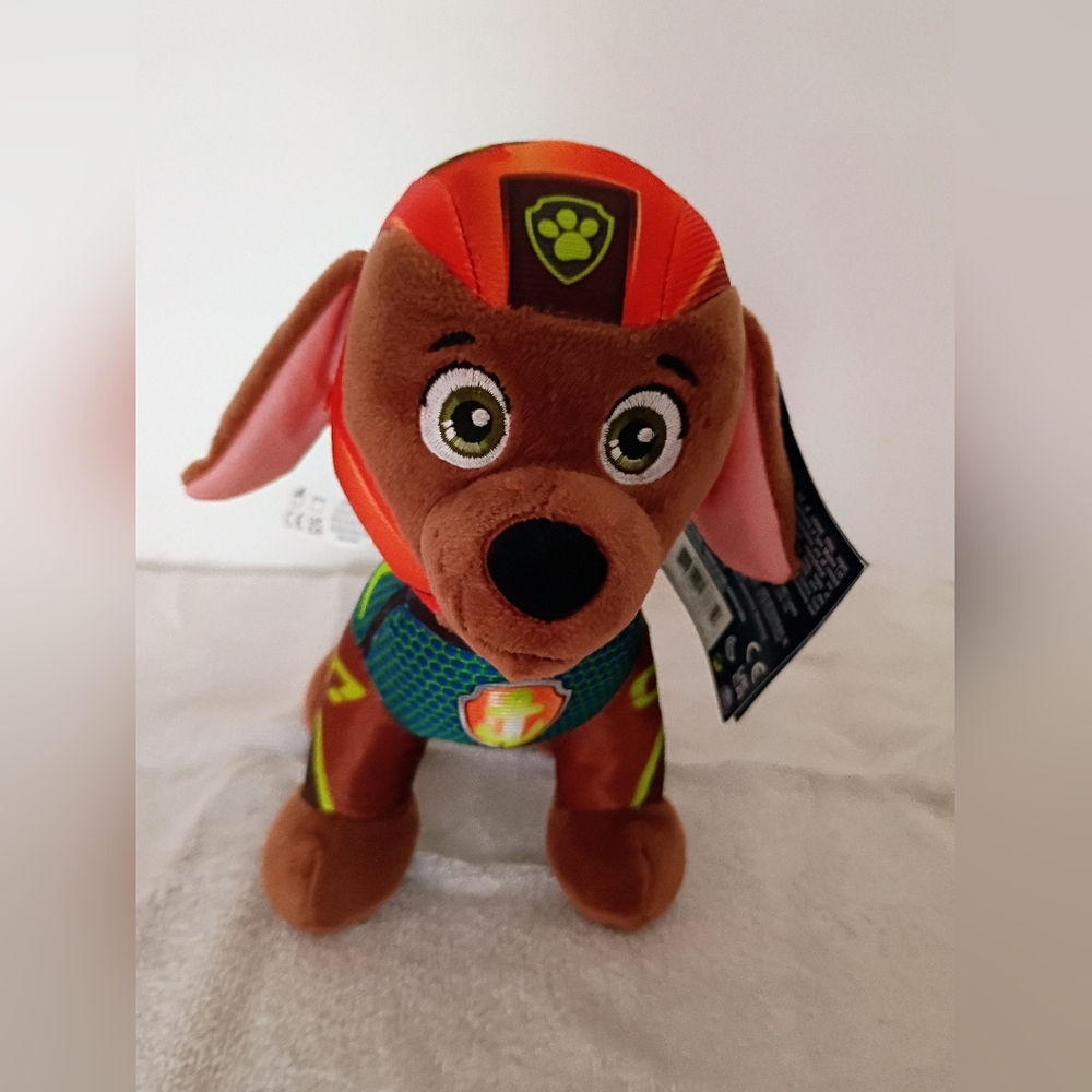 Nickelodeon Paw Patrol Aqua Pup Zuma Brown and Red Stuffed Dog